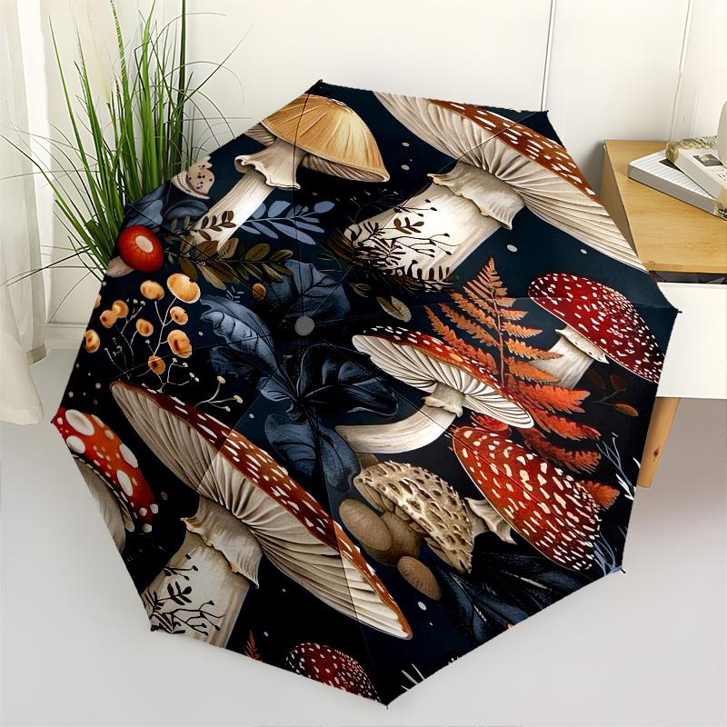 

Mushroom Forest Theme Automatic Open/Close Umbrella, Portable 3 Fold Compact Umbrella for Men & Women, Valentine s Day Mother s Day Gift0725019