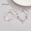 1/2 Pcs Bow Love Pendant Imitation Pearl Beaded Bracelet  Trendy Women Bracelet Girly Sweet Y2K Jewelry Accessories Gifts