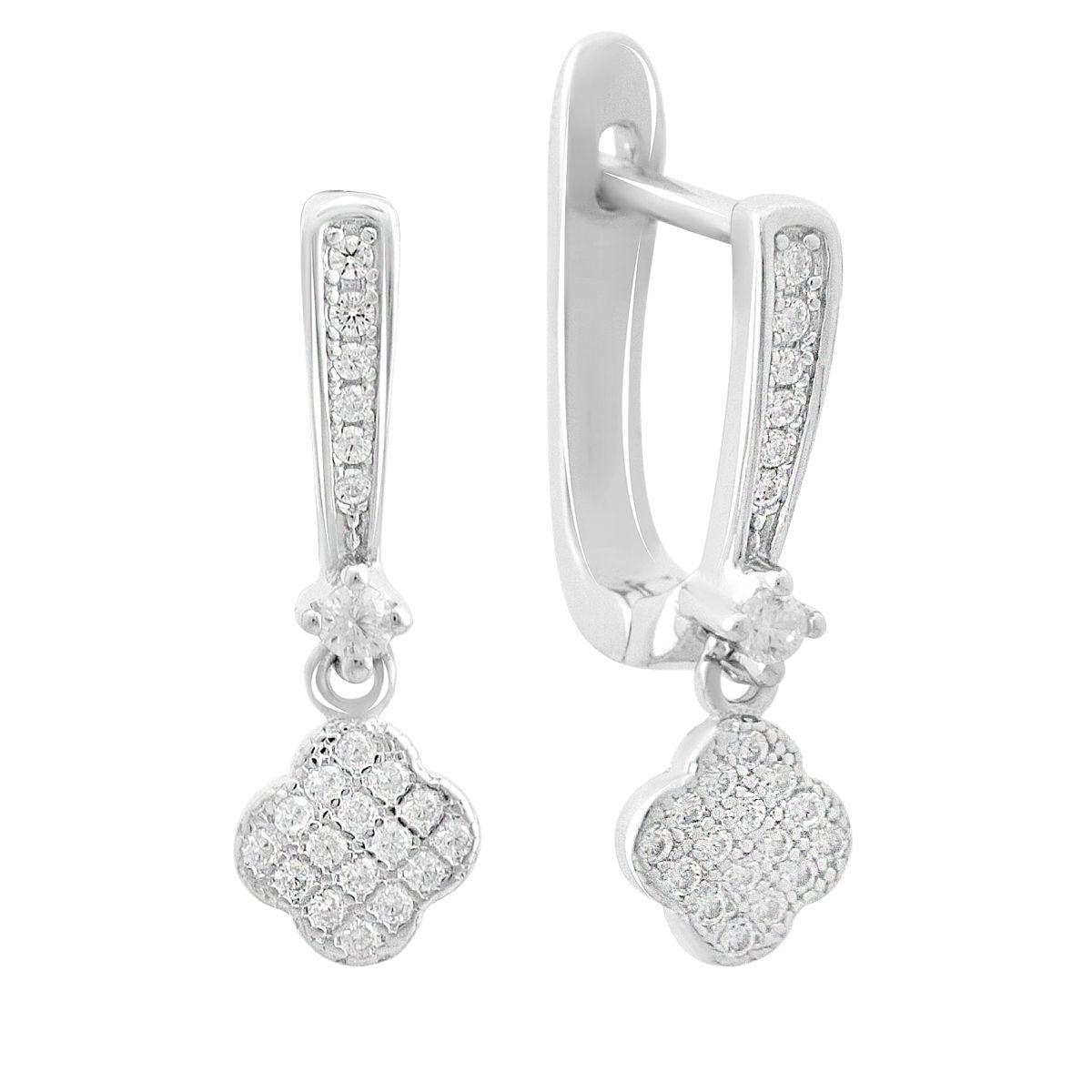 

Срібні сережки з фіанітами (2144533) білий