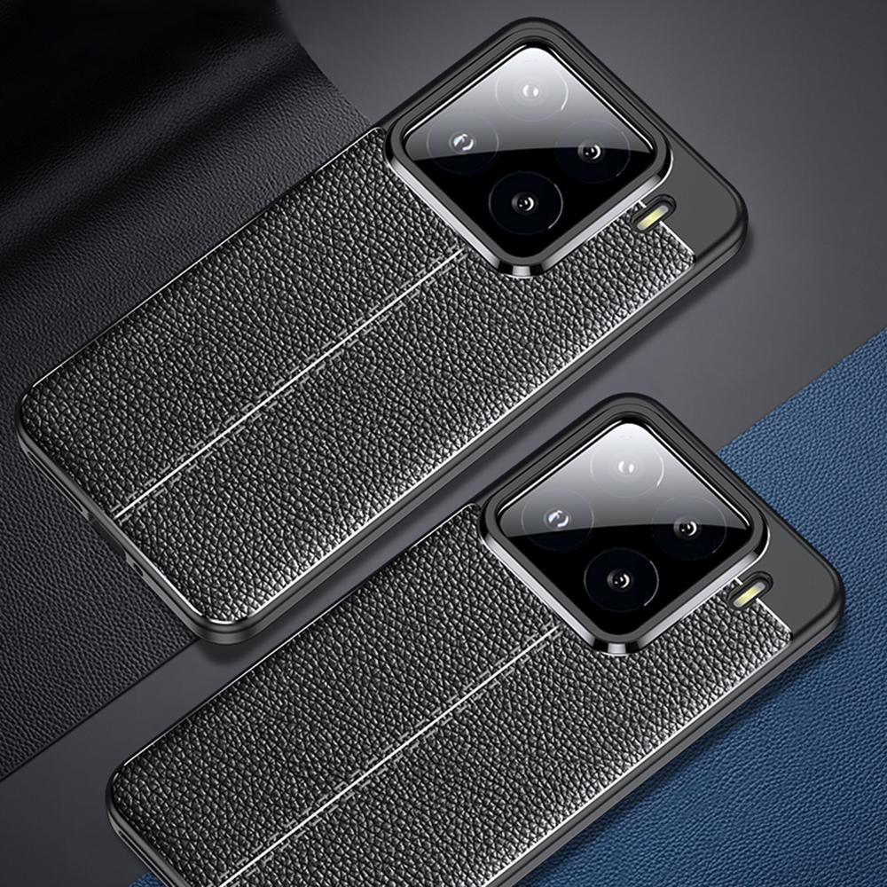 Für Xiaomi 15 Pro Hülle Litschi-Textur TPU Flexible Handyhülle,Schwarz