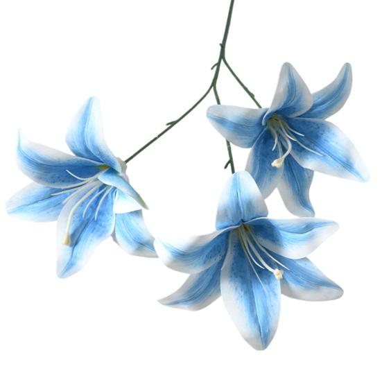 Artifical Lily Flowers with 3 Heads Full Bloom Real Touch Long Stem Fake Lily Bouquet for Home Hotel Flower Arrangement Wedding Party Decor