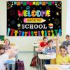 Welcome Back to School Background Banner Decoration,Fabric Bulletin Board Decoration,Welcome Back to School Photo Booth Backdrop Wall Decoration,72.8