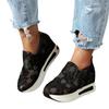 Lace Floral Embroidered Slip On Platform Wedge Shoes Lightweight Breathable Mesh Upper Casual Walking Sneakers for Women
