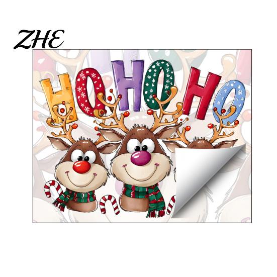 Christmas Window Clings Static Cling Stickers, Cartoon Reindeer HOHOHO Art Glass Decals, Cute Decals Festive Holiday Decor for Home Windows