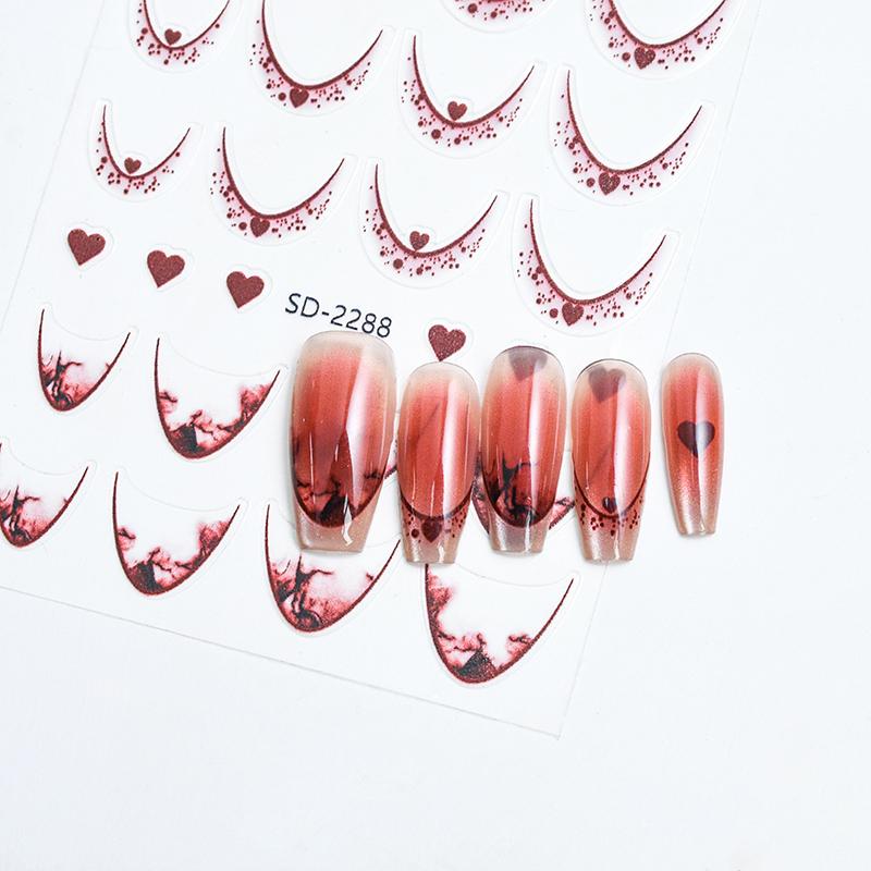 French 3D Simplified Line Nail Art Stickers Irregular Line Press On Nails Decals Manicure Decorations Diy