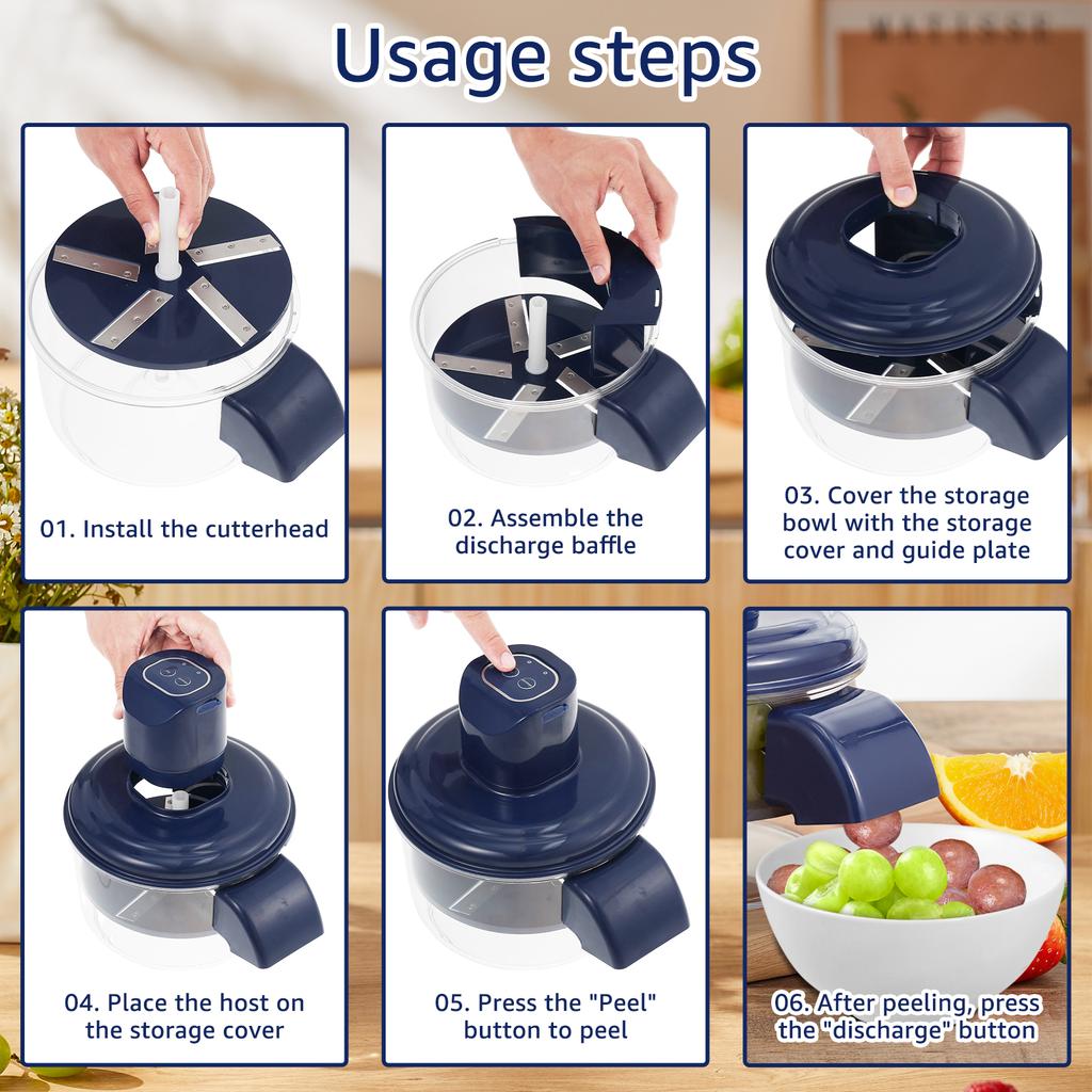 One-click Press Fruit Peeler Wireless Electric Grape Peeling Machine Small Fruits Automatic Peeling Gadgets for Home Camping Use