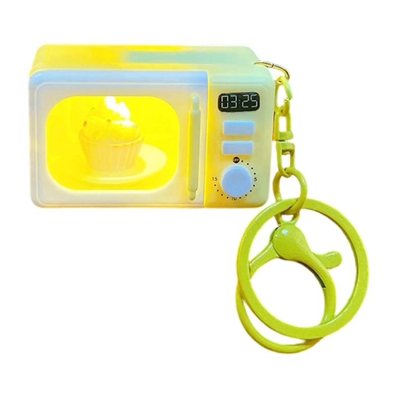 Cute Microwave or Washing Machine Key Chain Decoration With LED Light And Sound Effect For Bag Accessories