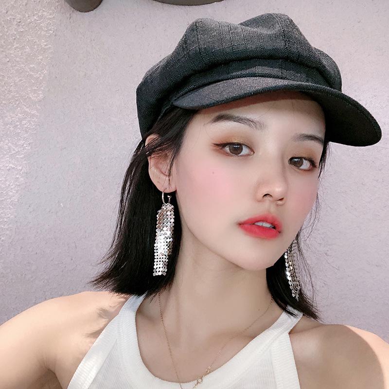 Exquisite S925 Silver Needle Sequin Tassel Dangle Earrings - Elegant European & American Fashion Long Hoops