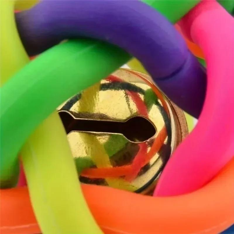 Creative Dog Rainbow Ball PVC Material Colorful Bell Toy Ball Pet Cat Dog Interactive Chewing Toy Pet Toy Ball Rainbow Bell Ball