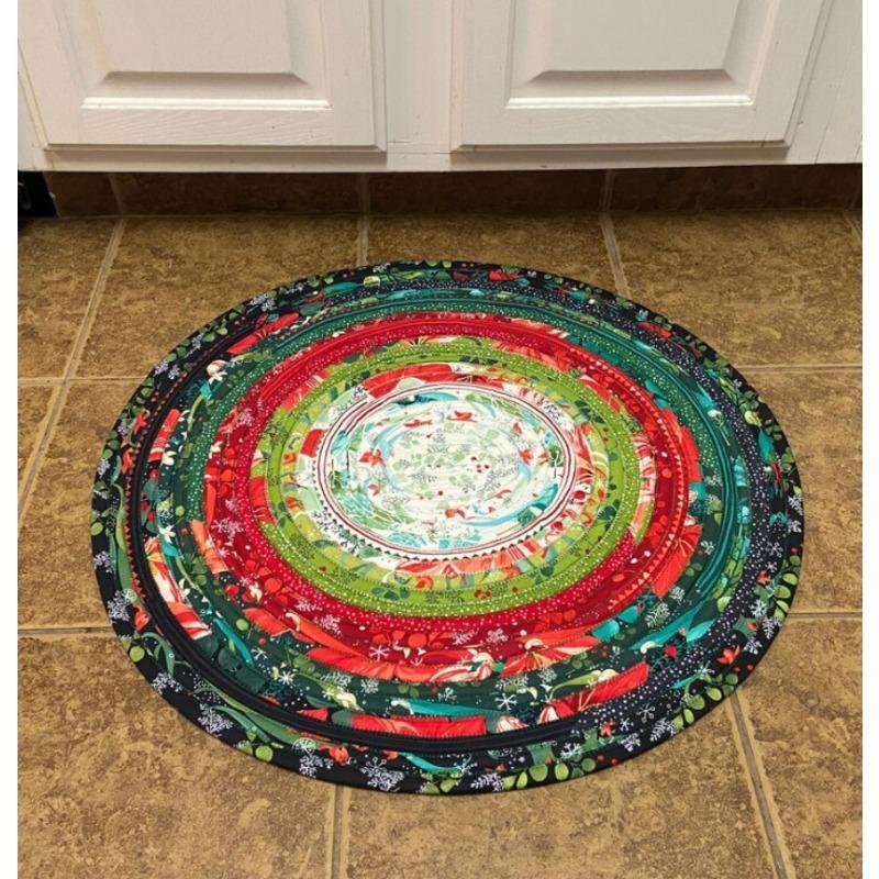 Christmas Rug Round Christmas Carpet Merry Christmas Rug Christmas Gift Christmas Décor Living Room Nonslip Floor Area Round Mat