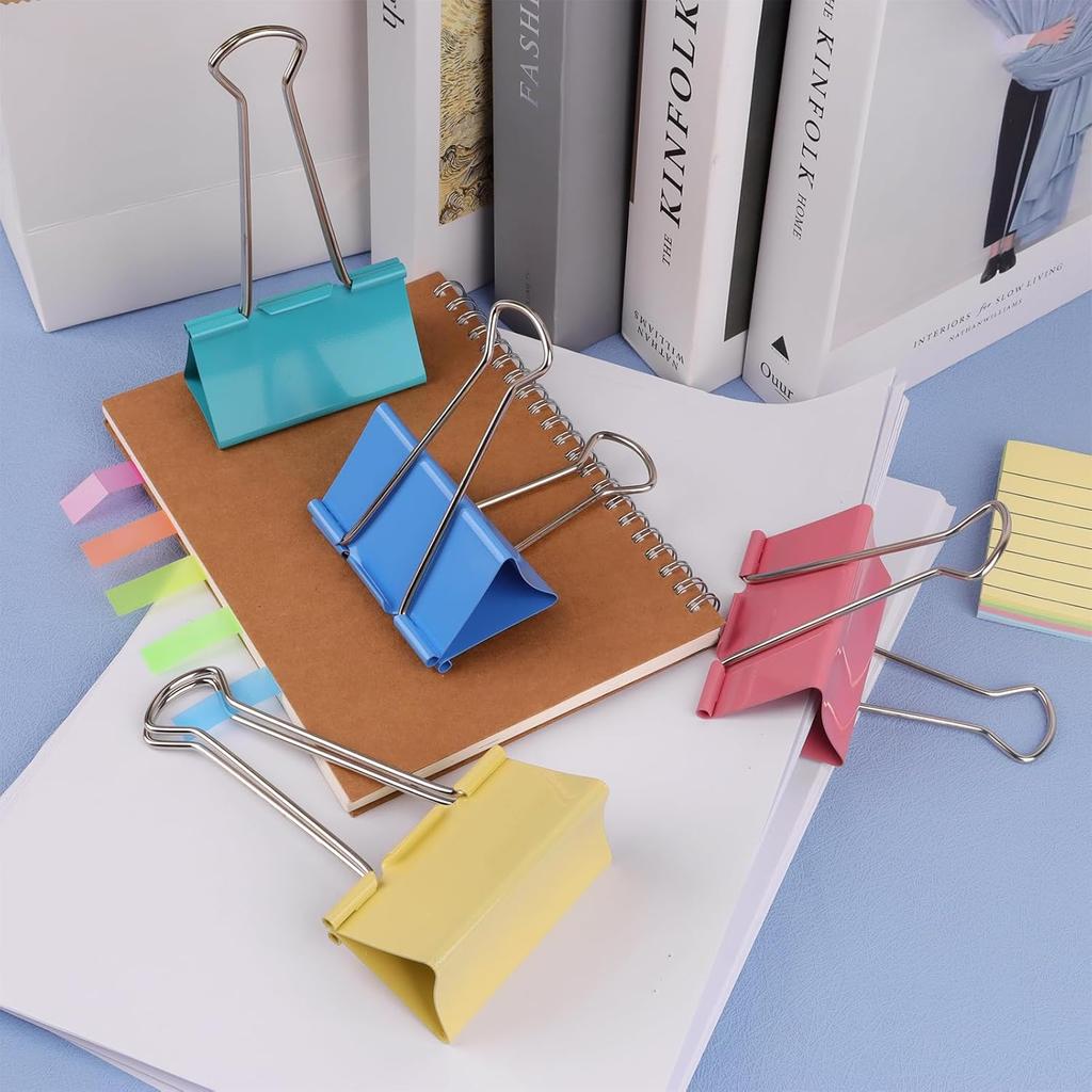 Mega-Sized 3-Inch Premium Colored Binder Clips - 8-Pack Featuring 4 Distinct Colors, 2 Extra Large Clips Each