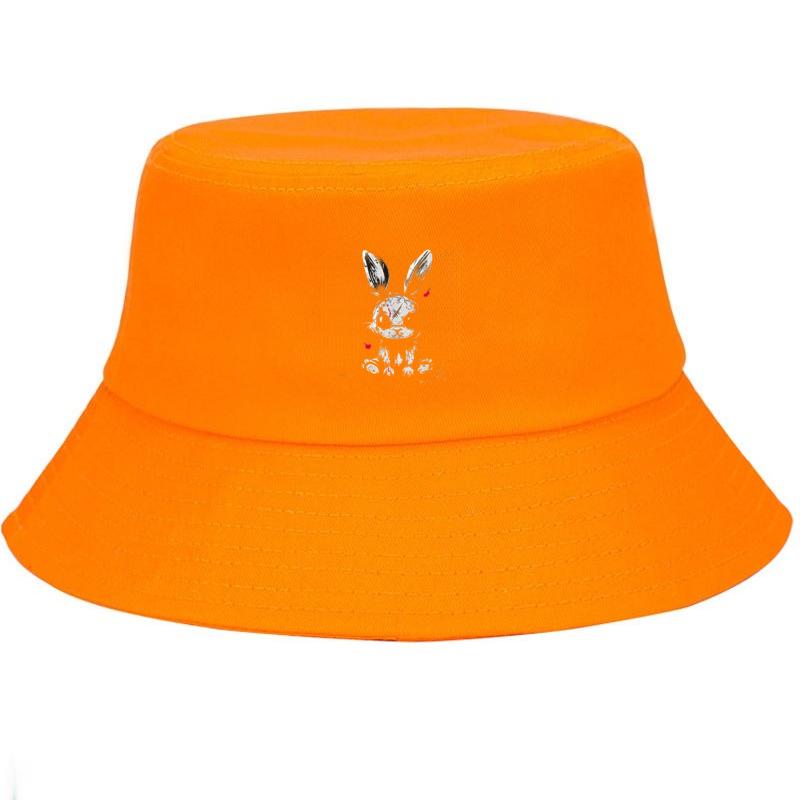 

Bucket Hat Cotton Fisherman Hat for Women Graffiti Rabbit Sun Protection Wide Outdoor Street Style Casual Breathable Sun Hat помаранчевий