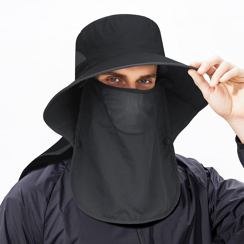 ZHENYUEQI Detachable Mask Sun Protection Bucket Hat