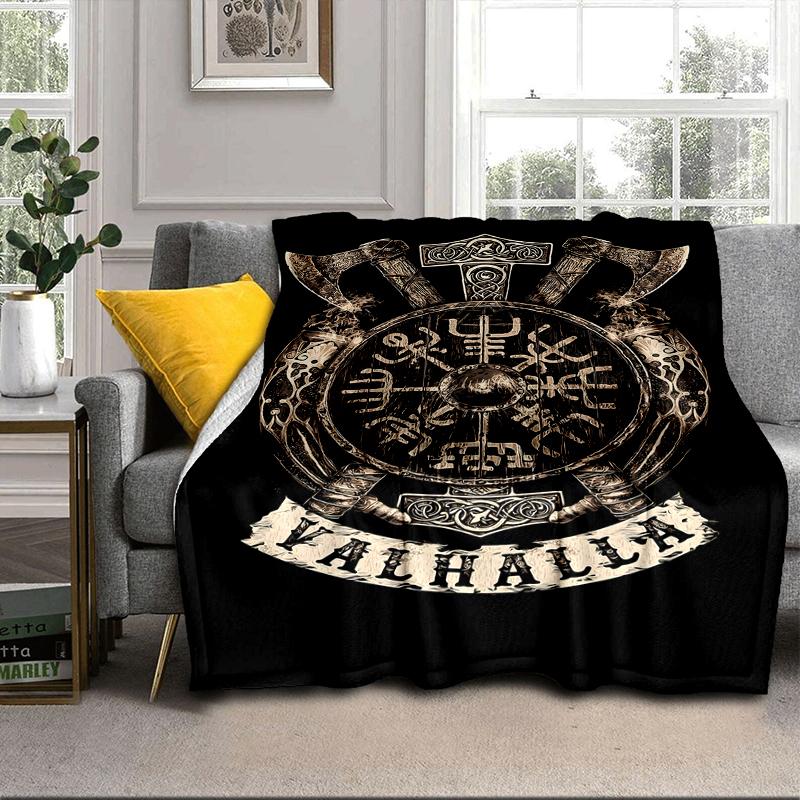 Viking Ship At Sea Blanket Flannel Blanket for Bed, Sofa, Camping, Hiking, Picnic Essentials, Gift for Family Fan Gifts