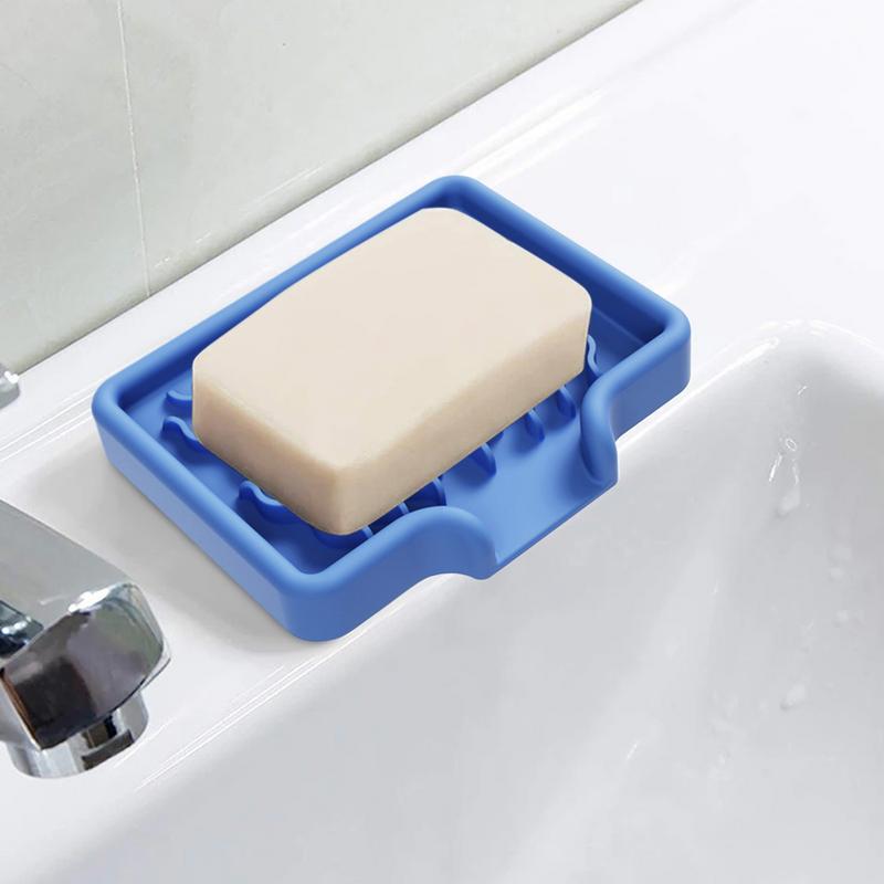 Silicone Soap Holder Self Draining Soap Bar Holder Kitchen Soap Dish Sponge Tray Counter Caddy Organizer for Dish Soap Dispenser