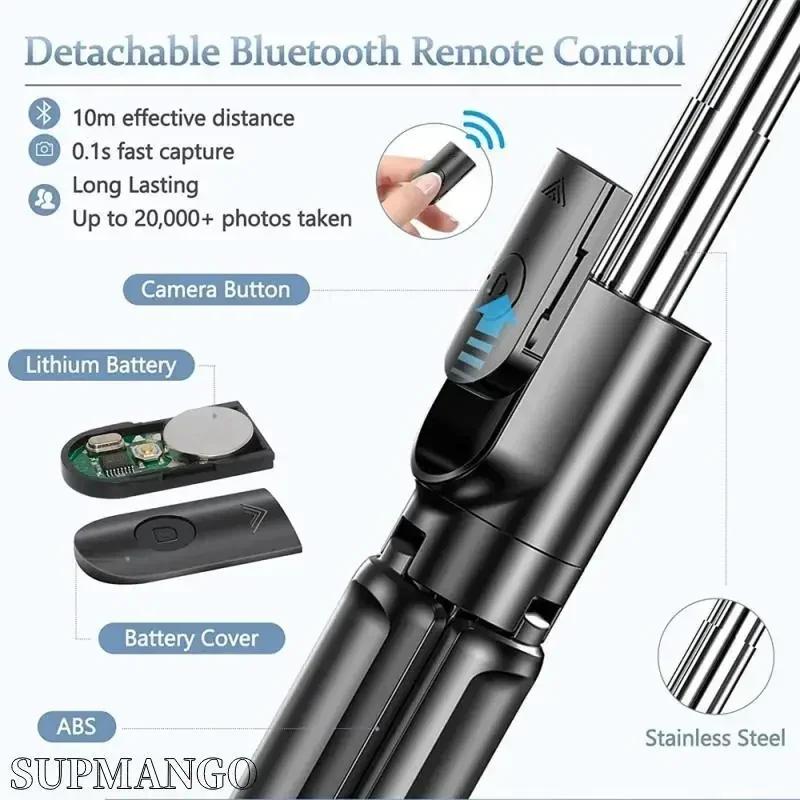 Extendable Bluetooth Selfie Stick Tripod - Wireless Remote, Portable Smartphone Stand for iOS & Android Phones