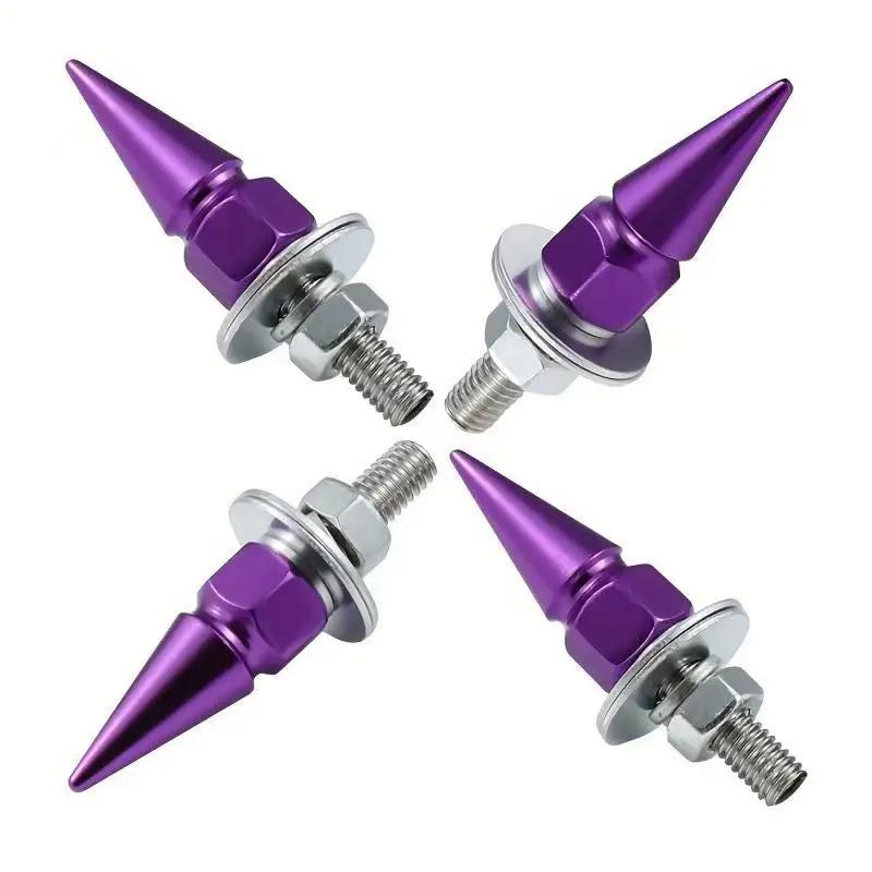 1/4pcs M6 License Plate Fixing Plate Screw M6 Threaded Pointed Aluminum Alloy Fasteners Colorful Universal Car Styling Gasket