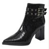 High Heels Ankle Boots Women Pointed Toe Sexy Chunky Leather Shoes Woman 2024 Trend Winter Goth Fashion Snow Chelsea Botas Mujer