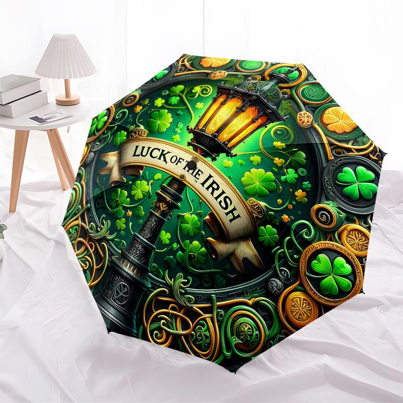 Luck of the Irish Stained Cute Lampshade - Green & Golden Decorative Lantern Shade Umbrella - Cute Umbrella with Cute Design,
