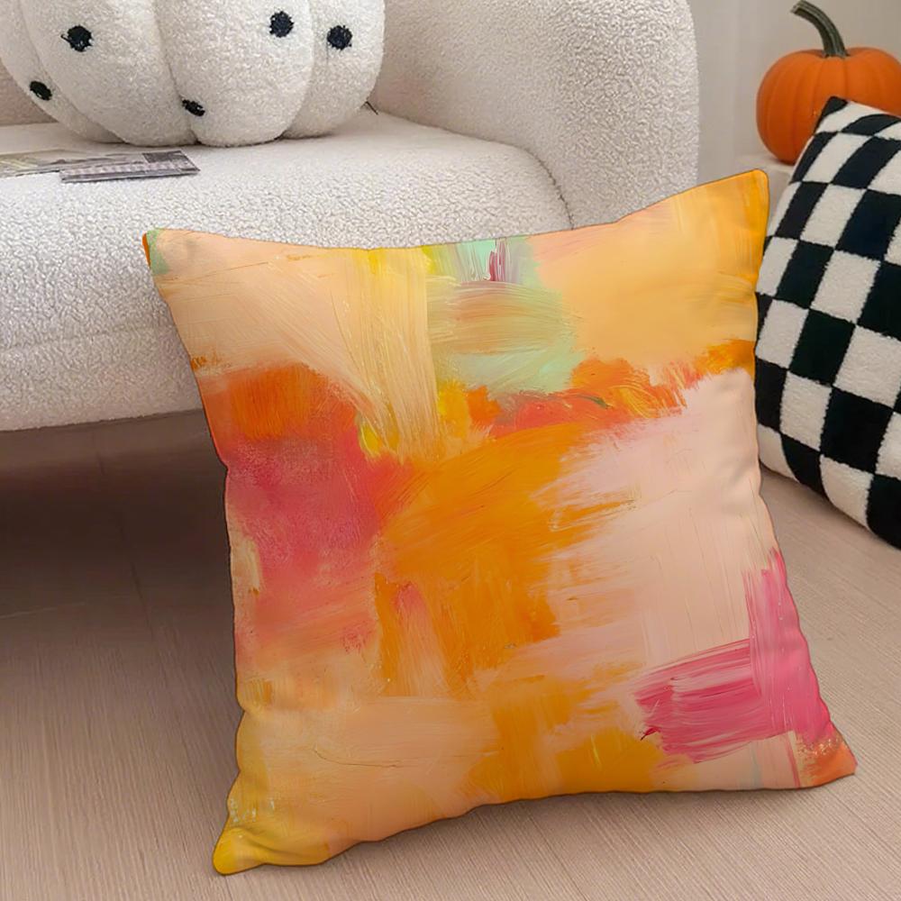 Abstract Color Blocks Pillow Minimalist Art Cushion Cover Throw Pillow Cover Hidden Button Durable Polyester Chair Cushion