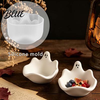 Small Resin Casting Mold Halloween Ghost Storage Bowl Silicone Mold DIY Jewelry Dish Candy Plaster Crafting Supplies Desktop Organizer for
