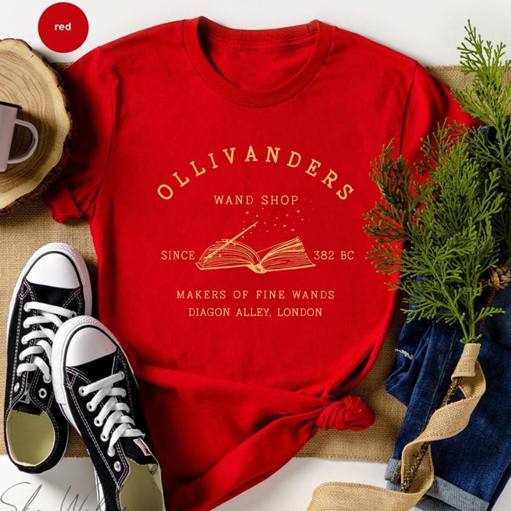 

2025 Ollivanders Wand Shop T Shirt Wizard Book Shop Shirt HP Shirt Book Nerd Aesthetic Clothes Magic Tee Unisex Short Sleeve Top S