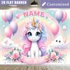 2D Pastel Unicorn Birthday Backdrop, Customizable Kids Party Background