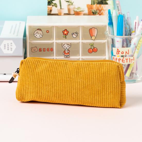 Corduroy Pencil Case Soft Small Pencil Pouch Organizer with Zipper Multifunctional Travel Makeup Coin Bag for Girls