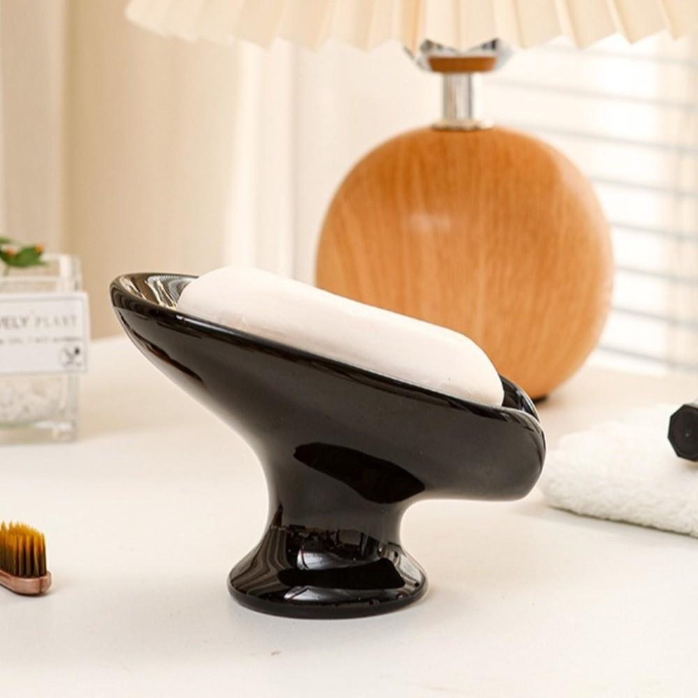 Leaf Shape Soap Holder Self-Draining Soap Plate Storage Organizer Ceramic Soap Dish Shower