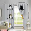 Set Of 2 Cartoon Cat Print Curtain Polyester Drapes Home Decor Kids Room Window Treatment With Rod Pocket Blackout Perfect For