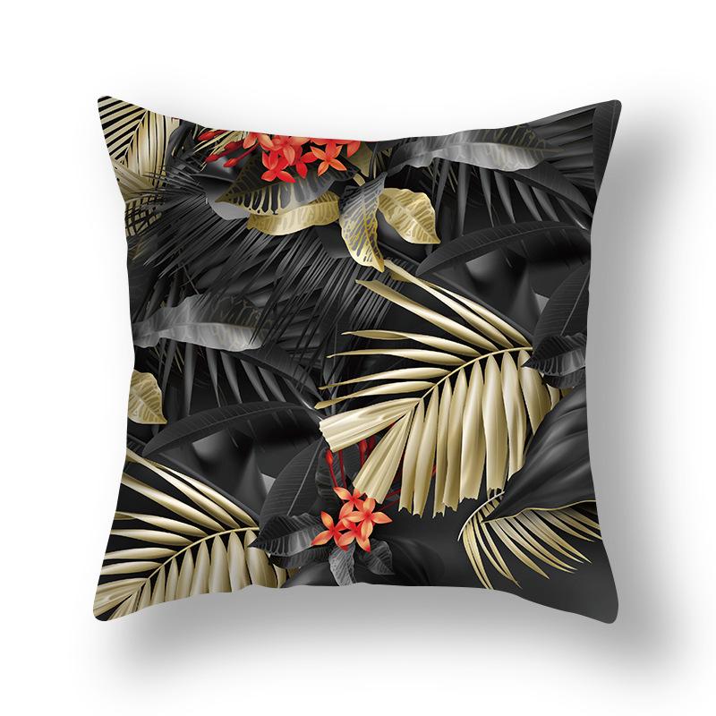 Gold Geometry Plant Watercolor Cushion Cover Short Plush Decorative Sofa Cushions Modern Simple Home Decor Pillowcase