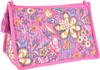 Handmade Cotton Toiletry Bag Pink Floral Block Print Travel Organizer Cosmetic Pouch for Women Aesthetic Makeup Case for Suitcases and Handbags
