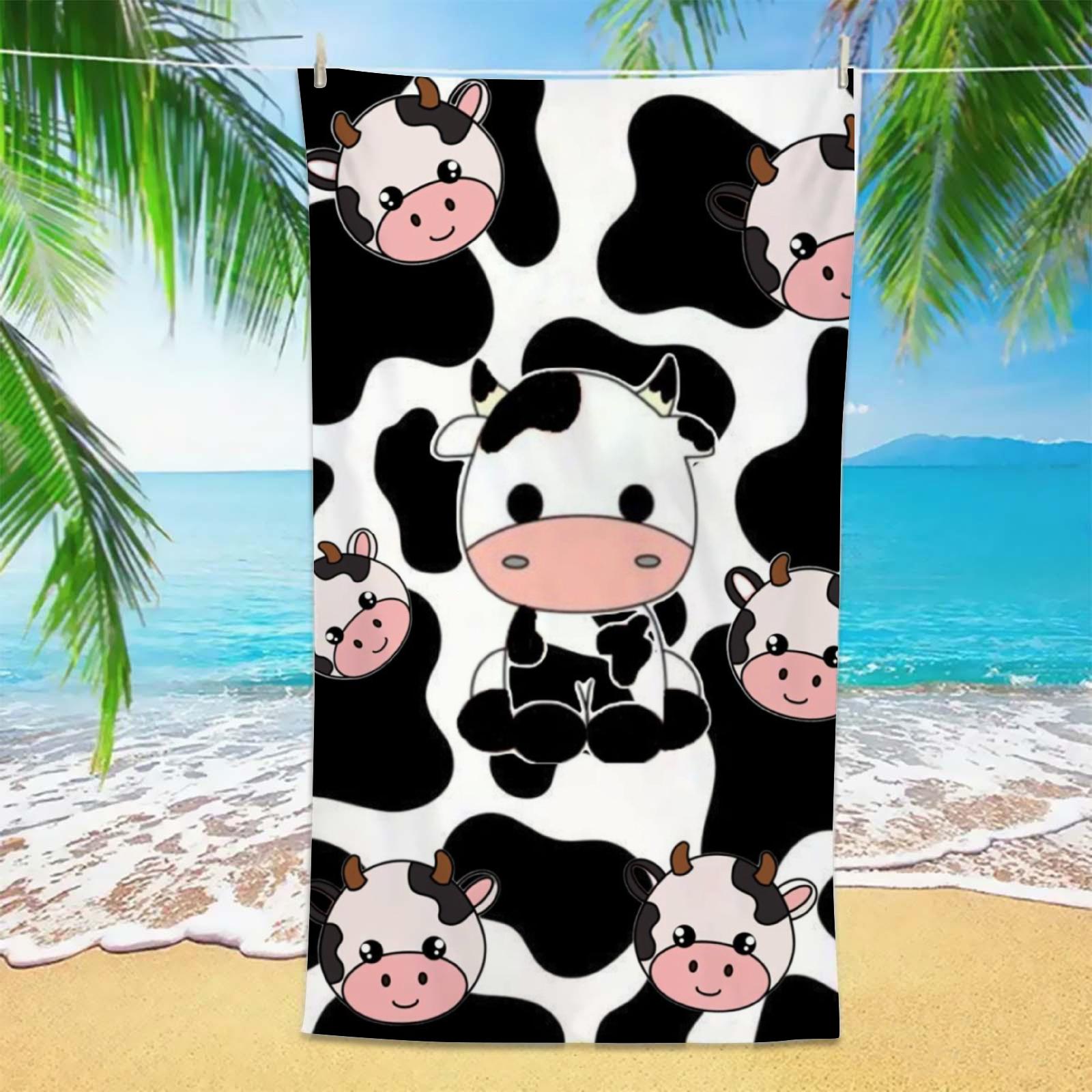 

Black White Cow Beach Towel 1pc Cow Print Microfiber Lightweight Quick Dry Towel for Beach Pool Camping Girls Summer Vacation W40*H60(CM)