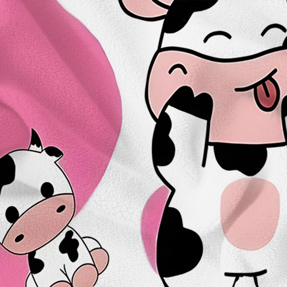 Cartoon Cow Face Cow Cartoon Anime Print Flannel Blanket Soft Warm Throw for Kids Bedroom Sofa Christmas Office Car