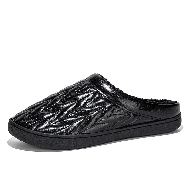 

Обувь больших размеров для мужчин Тапочки Плюшевые Теплые Домашние Хлопковые Женские Для Пар Удобные Нескользящие Зимние Тапочки Мужская Обувь 46-47 чёрный