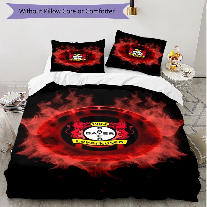 3-teiliges Bettbezug-Set (1 * Bettbezug + 2 * Kissenbezug, ohne Kern), Bayer 04 Leverkusen Druck Weiches Ganzjahres-Bettwäscheset, Heimschlafzimmer Dekor Geschenk