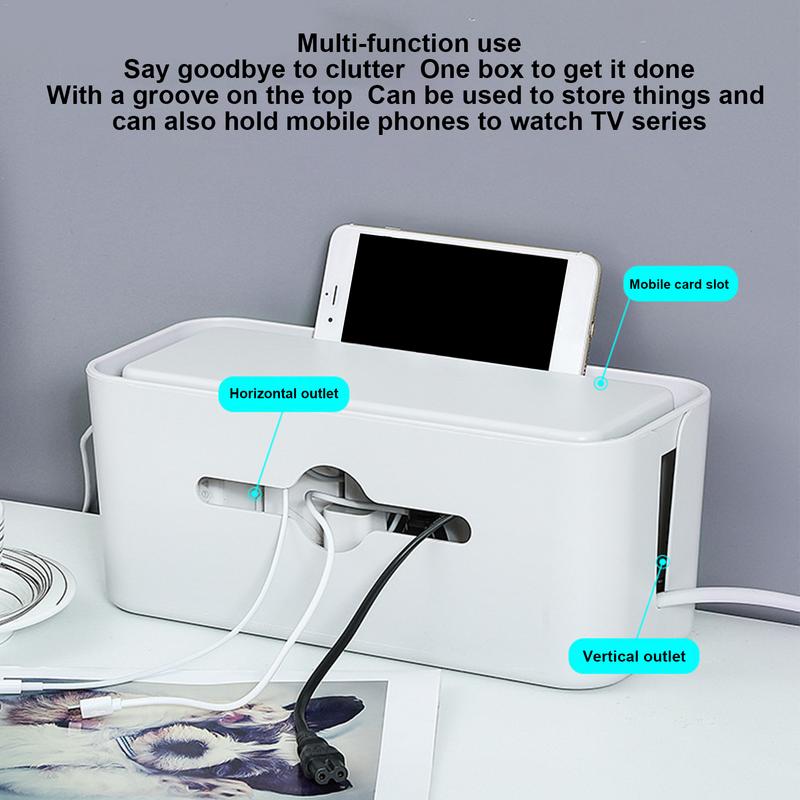 Data Cable Storage Box Cable Storage Box Organizer Dustproof Lid Data Cable Organization Box Non-Slip Bottom For Headset