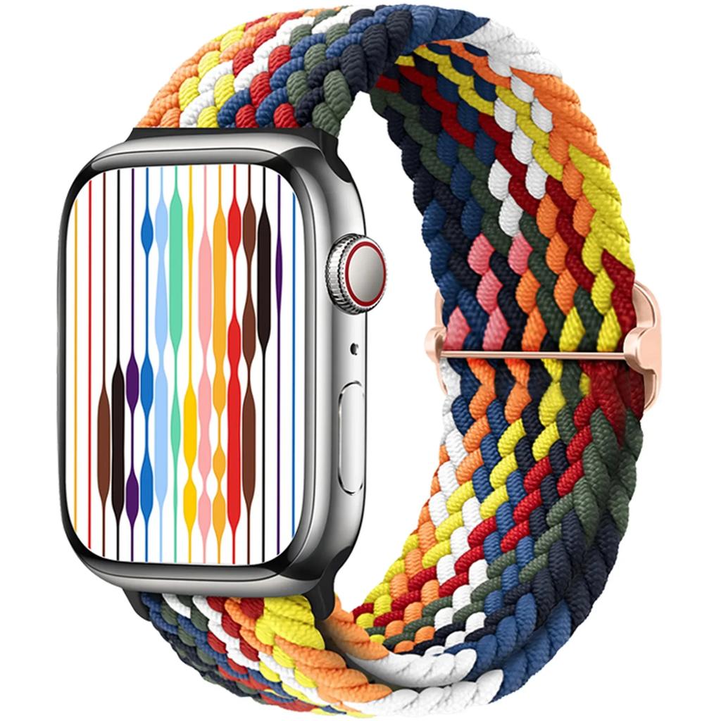 Braided Loop Strap For Apple Watch Band 42/46mm 45/41mm 38/40mm 44mm 49mm Nylon Solo Bracelet iWatch series 10 9 se 8 7 6 Ultra2