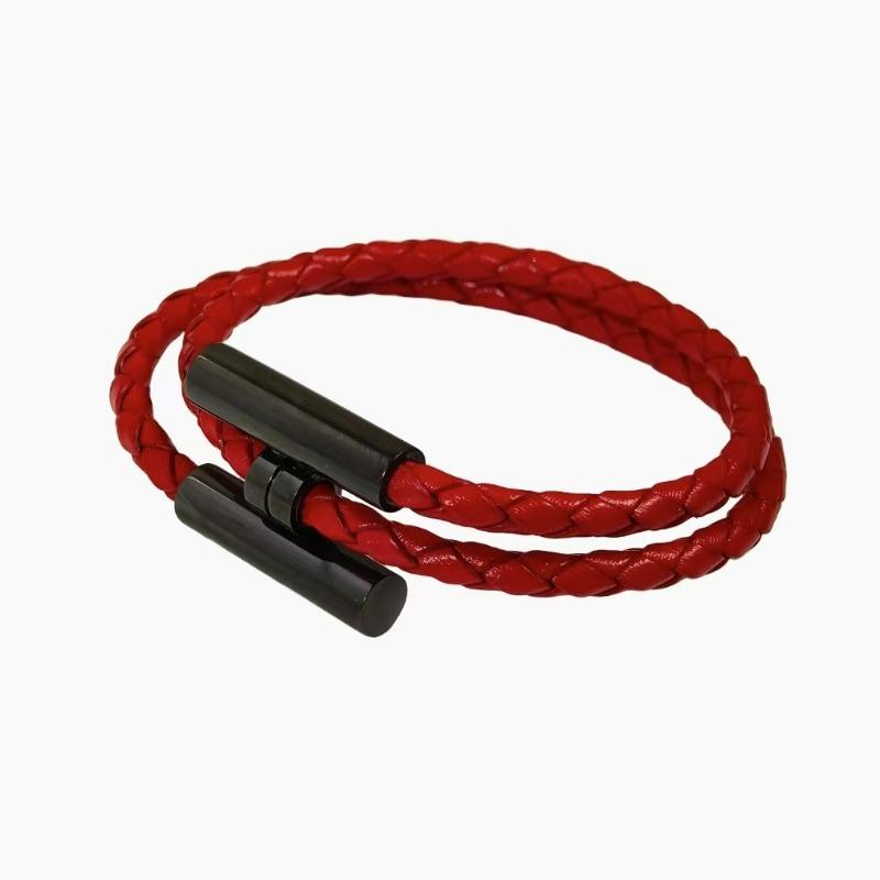 Stainless Steel Bracelet, Leather Woven Bracelet, Various Colors, Geometric Style, Light Luxury Style