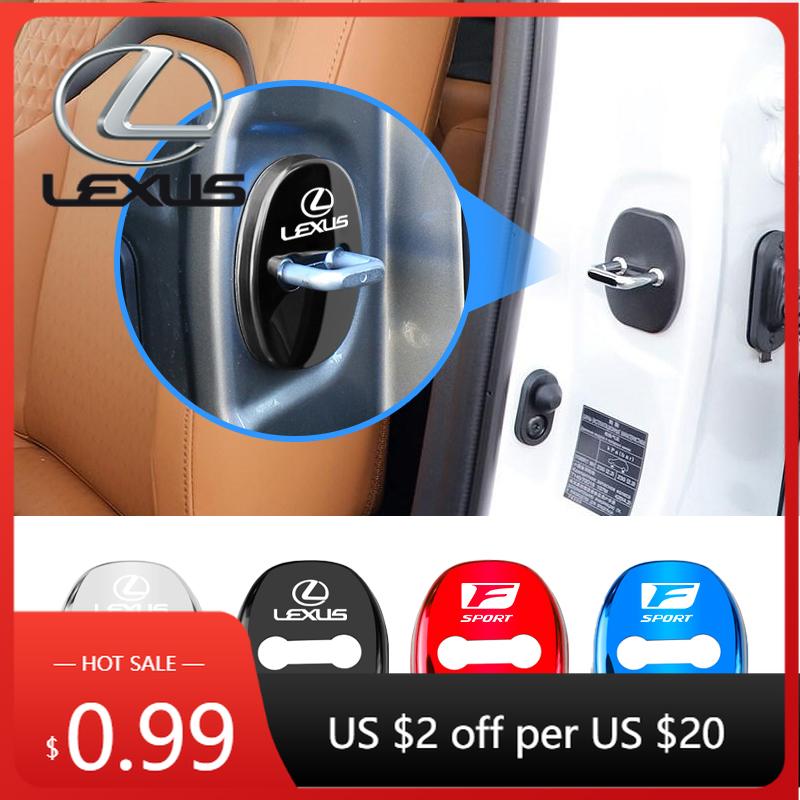 Interior Stickers 4Pcs Door Lock Decoration Protect Cover Emblem Case For Lexus F SPORT ES RX NX LS UX LM LX GX LC RZ IS CT GS R XN0