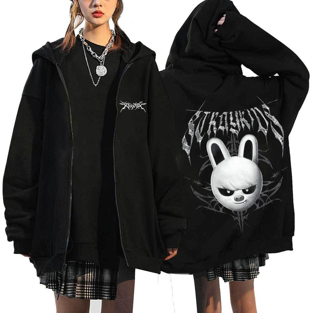 KPOP DominATE Tour Merch FELIX HAN BANGCHAN CHANGBIN HYUNJIN SEUNGMIN LEE KNOW Cartoon Print Zip Up Women/Men Hoodie Sweatshirt
