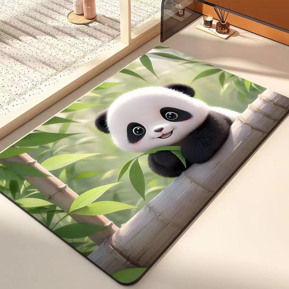Cartoon Cute Panda Bathroom Floor Mat Household Toilet Non-slip Quick Dry Diatom Mud Door Mat Absorbent Soft Foot Mat