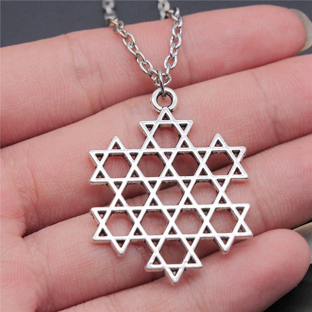 Celtic Symbols Hexagrams Mystical Amulet Pendant Antique Bronze Metal Daughter Collar Necklace Handmade