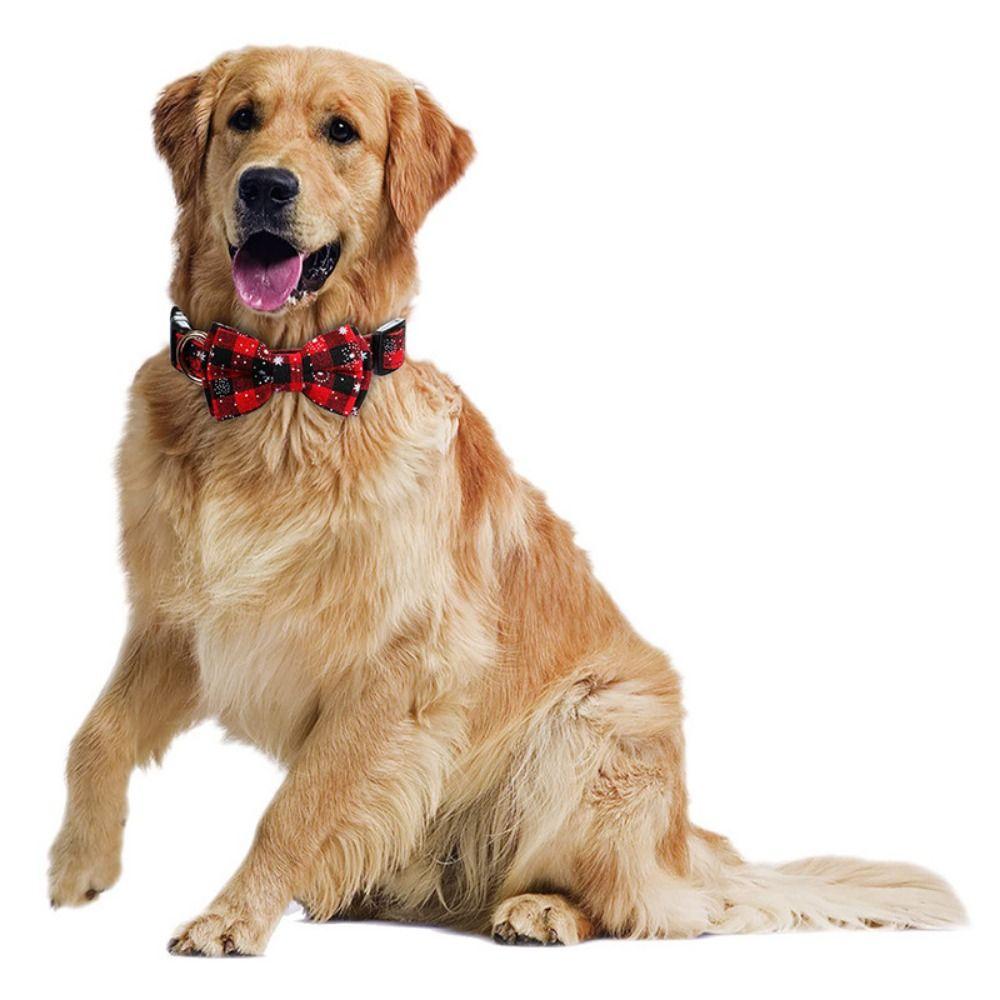 2Pcs/Set Adjustable Christmas Dog Collar Red Green Plaid Cat Bow Collar Cute Pet Necktie  Dress-up