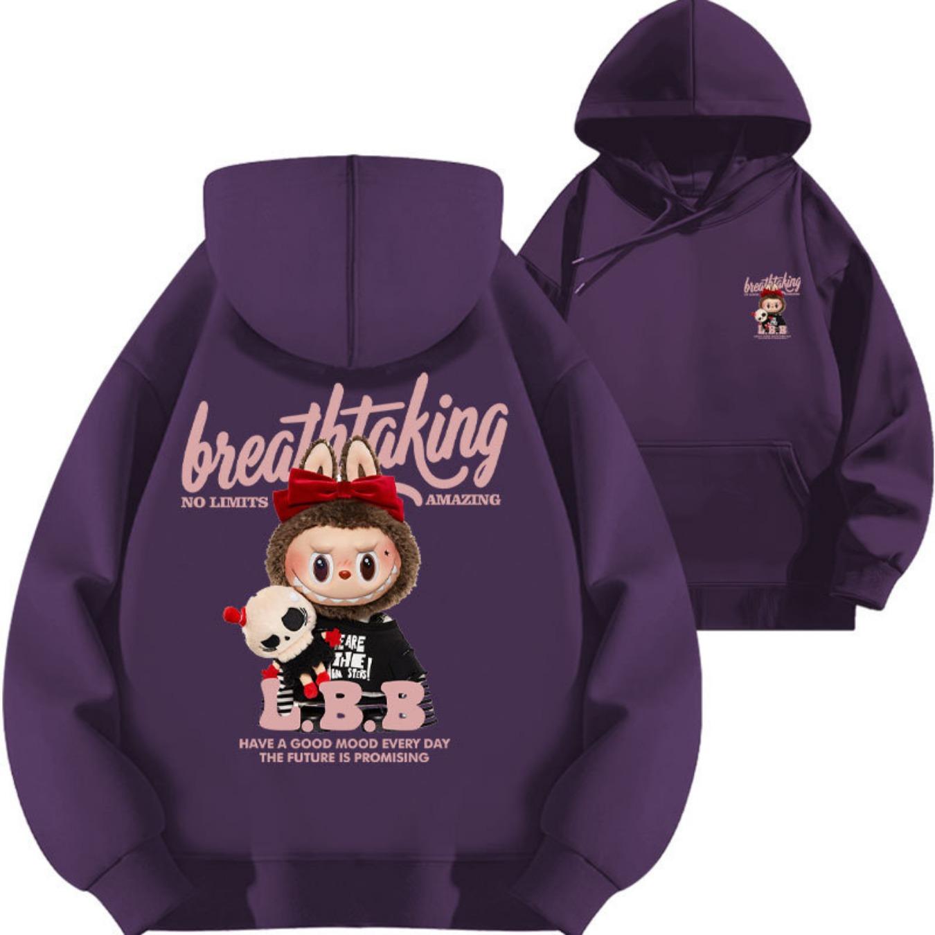 

Новое детское худи с принтом LABUBU 2025 года, милое мультяшное худи для девочки, повседневный удобный стиль, топ 100