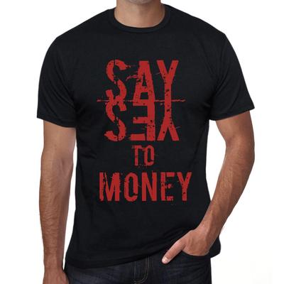 Vintage T-shirt voor heren, grafisch T-shirt, zeg ja tegen geld, diepzwart