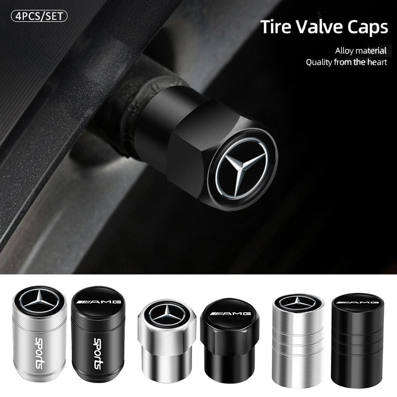 4Pcs Car Wheel Tire Valve Cap Dustproof Cover Hubcap For Mercedes Benz AMG GLC GLE CLA GLB GLK GLS W204 W205 W206 W211 W212 W213 RSTUV1