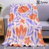 Peach Orange Purple Folk Floral Lightweight Microfiber Soft Christmas Fleece Blanket Warm Cozy Throw for Bed Sofa All Season