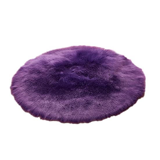 Furry Round Floor Mat Plush Soft Bedroom Rug Solid Color Machine Washable Fluffy Area Rug for Kids Rooms Nursery Living Room
