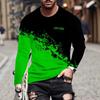 Spring and Autumn Round Neck 3D Gradient Drip Printed Top Fashionable Casual Long Sleeved Men's T-shirts